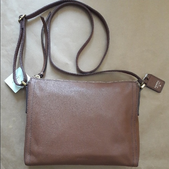 NWT FOSSIL LEATHER CROSSBODY BAG MESSENGER PURSE - Picture 7 of 8